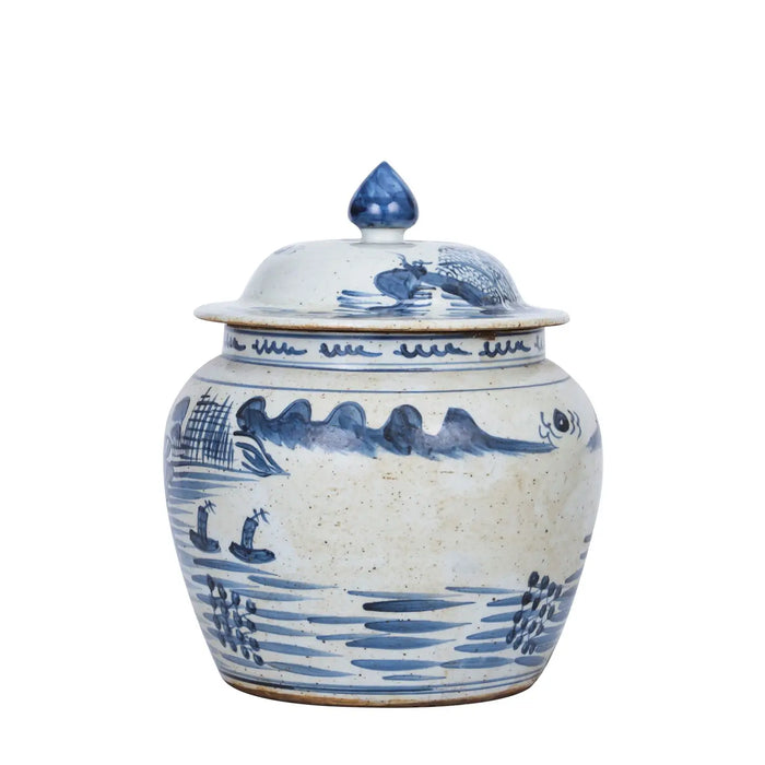 Rusty Brown Keepsake Urn with Fish Scale Pattern - Small